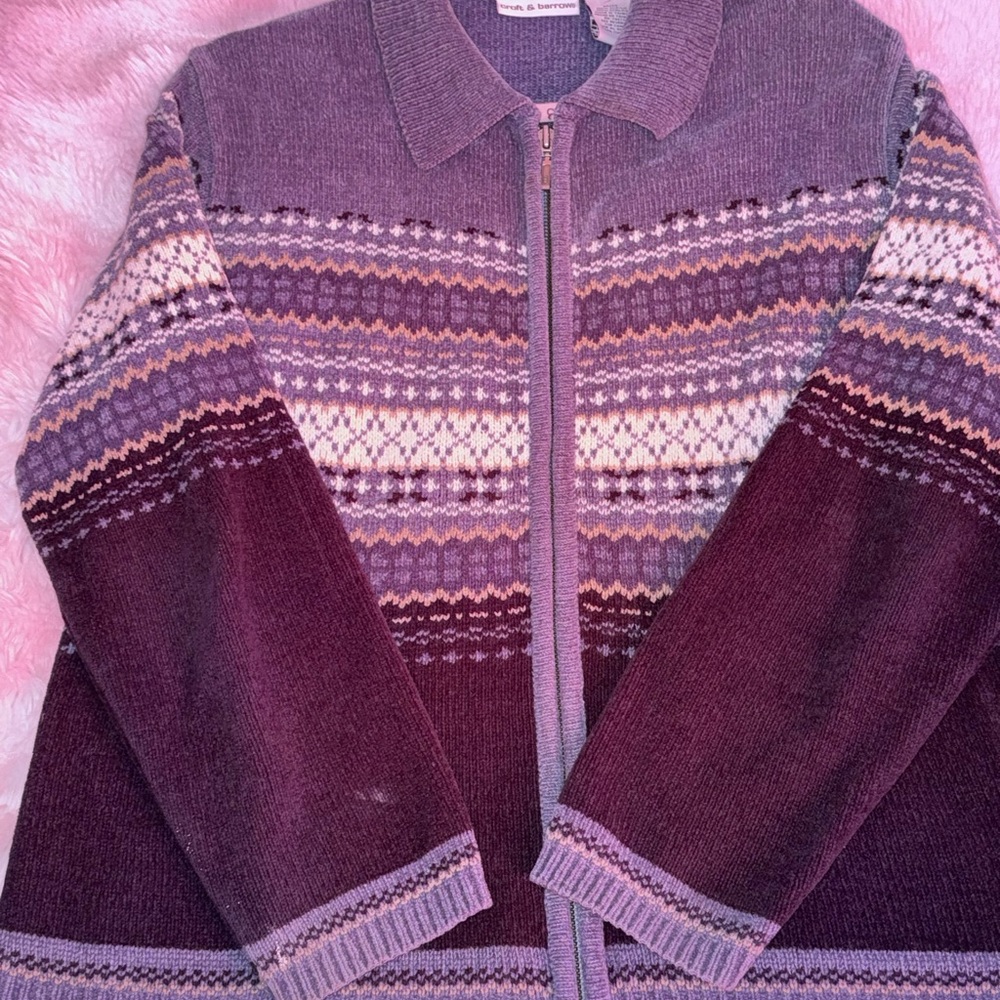 Croft & Barrow Blue Textured Zip-Up Sweater